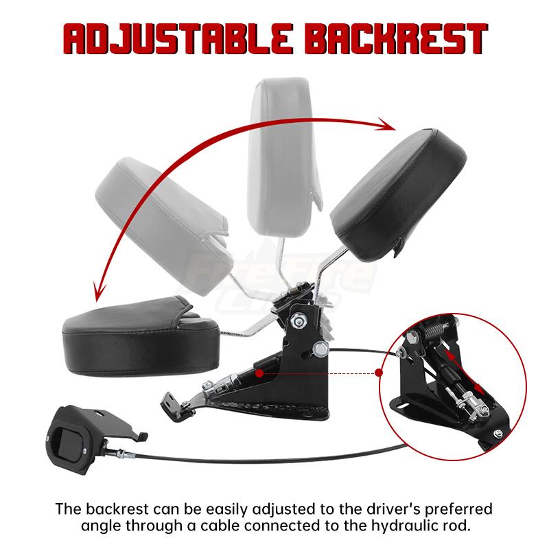 Motorcycle Chrome Front Driver Rider Backrest Mounting Kit For Harley Touring CVO Street Glide Road King Classic 2009-2023