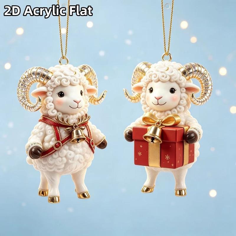 Shining Goat Hanging Ornament 2D Flat Artificial Rhinestone Animal Hanging Decoration Embossed Pattern Goat Bag Charm