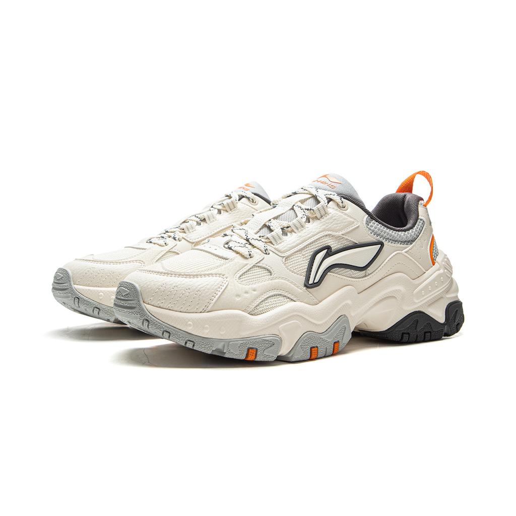 Li Ning Brown Sugar Cushioning Slip Resistant Abrasion Resistant Support Low top Casual Shoes Men's White Gray AGCV367-1