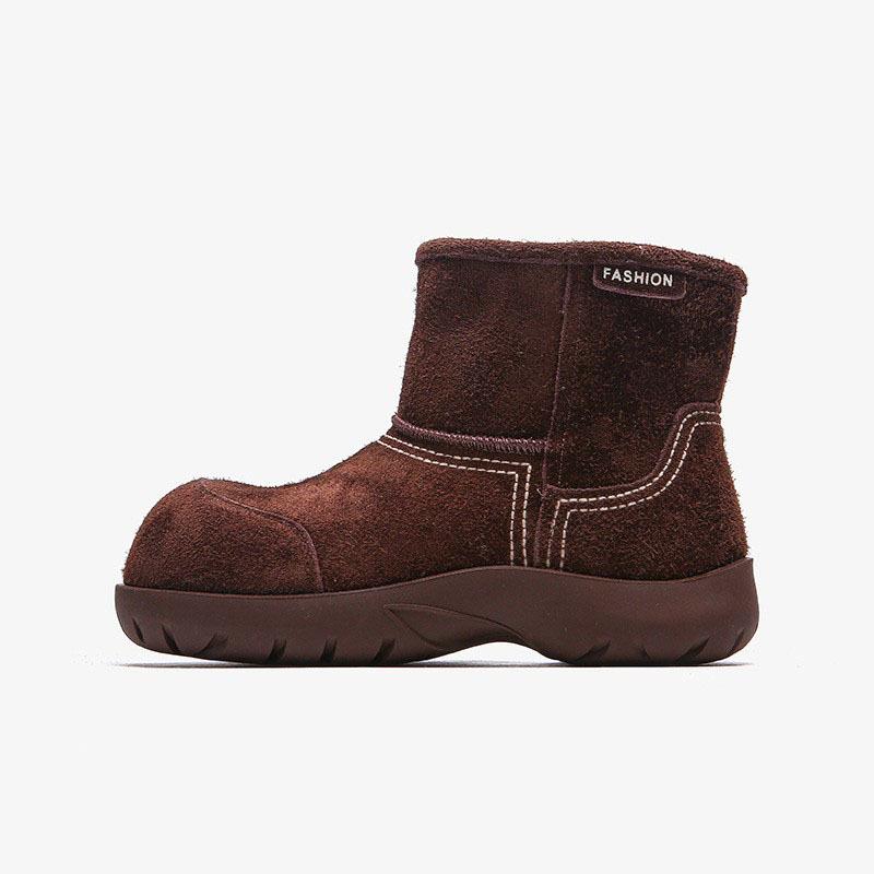 Big Head Thick Velvet Snow Boots Women's Winter New Short Boots Thick Sole Heightening Outdoor Ins Versatile Warm Cotton Shoes