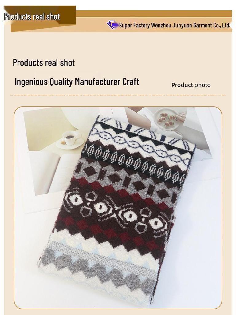 New Korean Style Fair Isle Winter Snood Shawl - Warm Striped Plaid Scarf