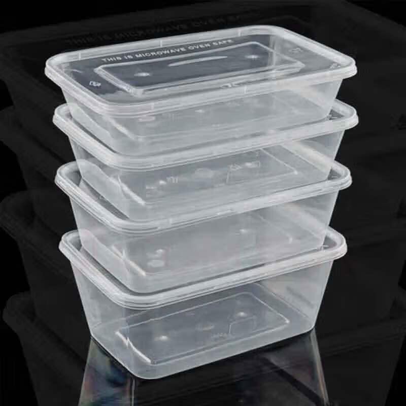 Rectangular Single-Compartment Plastic Meal Prep Containers with Lids, 650ml