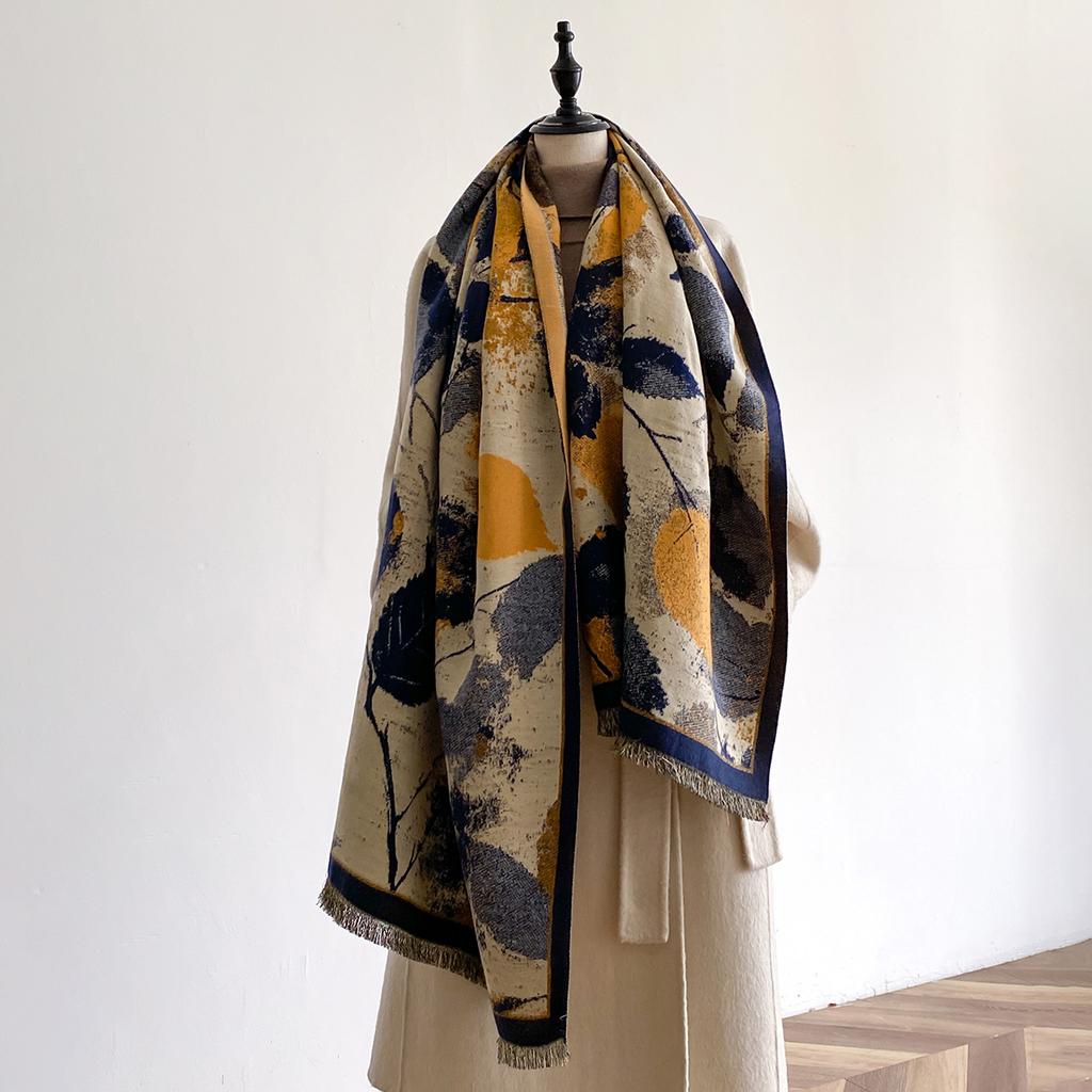 Luxury Winter Women Imitation Cashmere Scarf Oil Painting  Pashmina Blanket Poncho Scarves Female Elegance Print Shawl