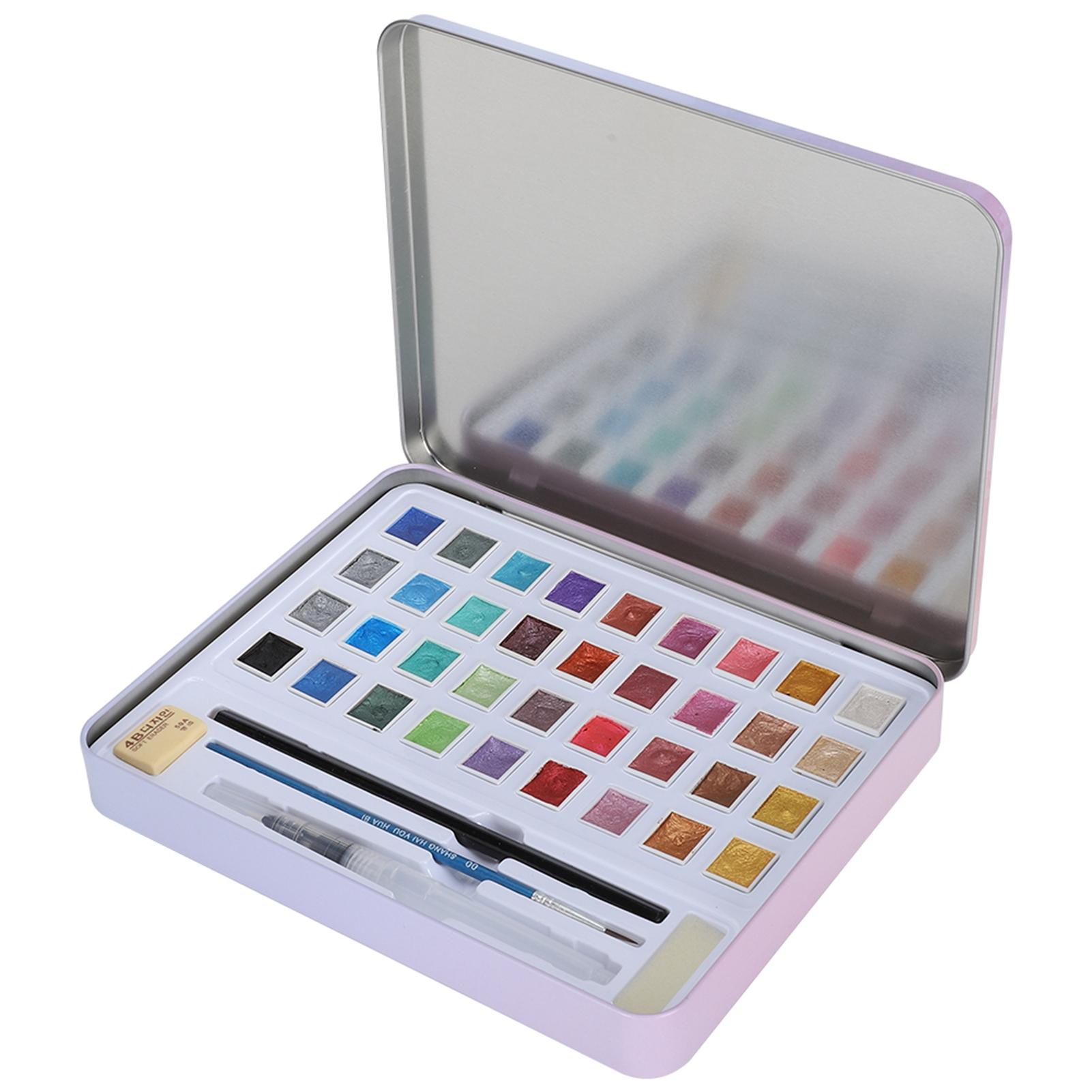 

Набор акварельных красок 36 перламутровых цветов, сплошной блок, жестяная коробка, инструменты для рисования, художественные принадлежности