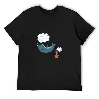 Falling Whale and Petunias T-Shirt Summer Tops Vintage Clothes Football T Shirt Funny Meme T-shirts Mens Clothing