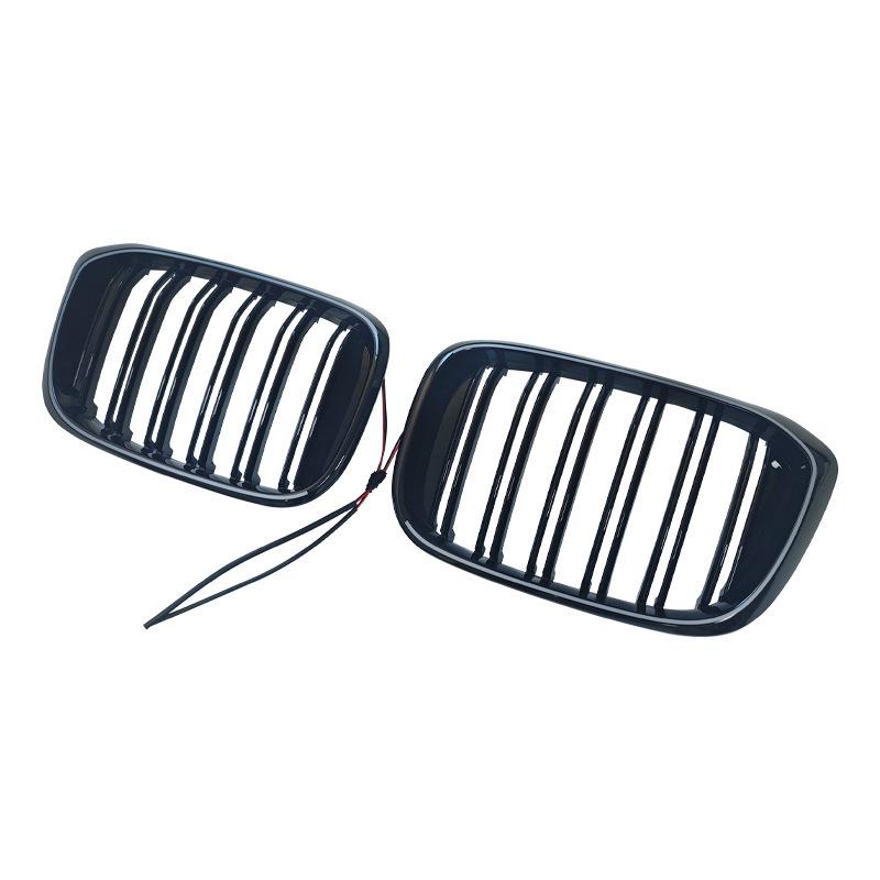 Kompatibel mit 2018-2021 BMW X3 G01 Dual Line Glänzend Schwarz LED-Kühlergrill