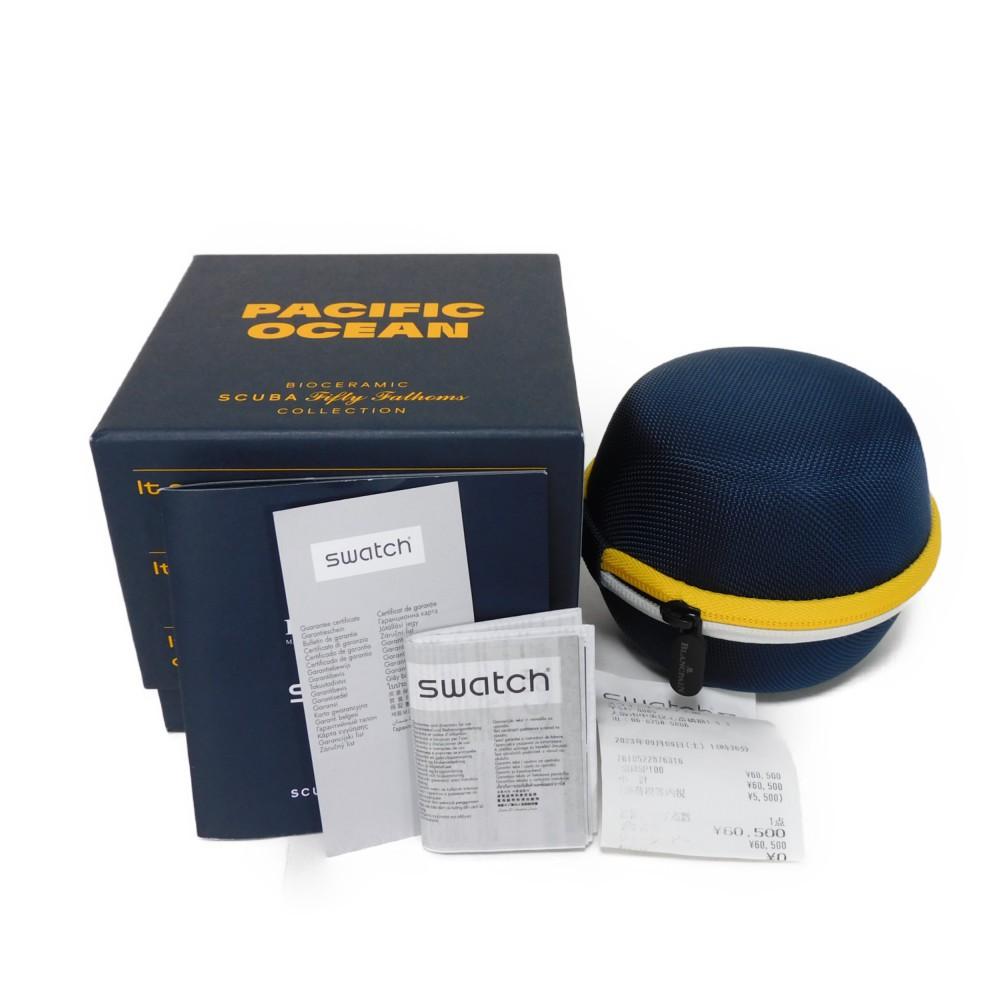 Used 10253 Swatch x Blancpain Fifty Fathoms Pacific Ocean SO35P100 7975 Mechanical Automatic Men's from Japan AUTHENTIC