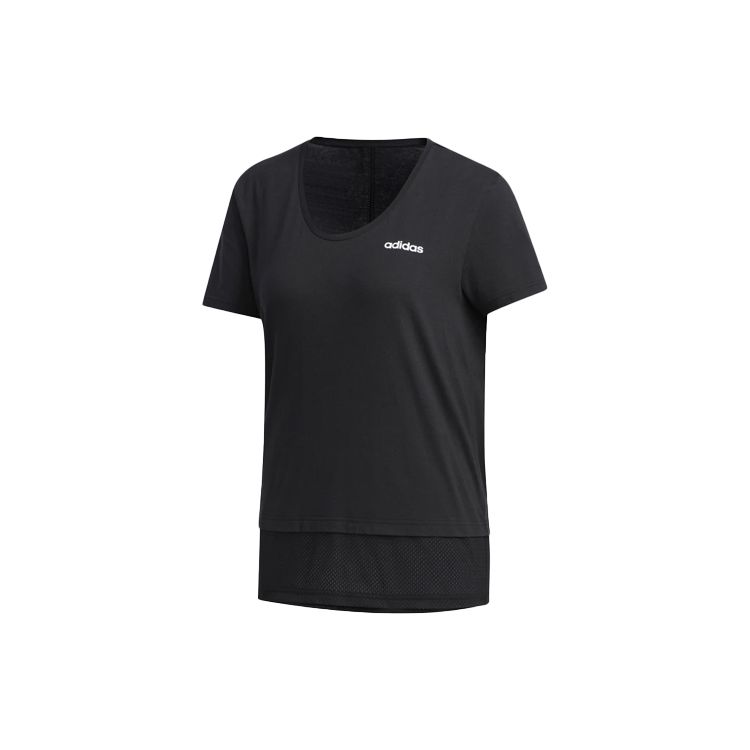 

Adidas сетчатый подол пэчворк спортивная футболка с коротким рукавом женские топы черный FL9262 M