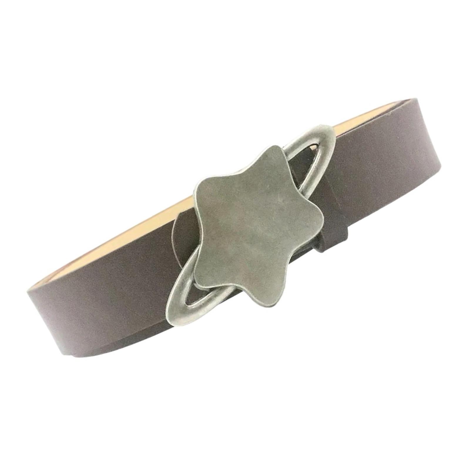 

Модный ремень с пряжкой в виде звезды для леди, девушек и женщин, классический однотонный пояс для украшения талии, регулируемый пояс из искусственной кожи кофейный