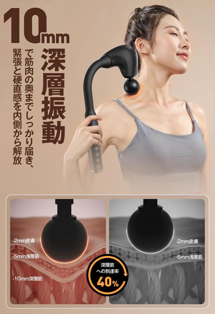 Myofascial release gun long handle 6 strength 3 mode Reaches the equipped with AI 10mm deep 4000mAh large up to 3500 whole body refreshment fast LCD 4