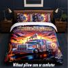 Truck Theme Custom Text Or Name 3Pcs Bedding Set,1 Flat Sheet & 2 Pillowcases Personalized Home Bedding