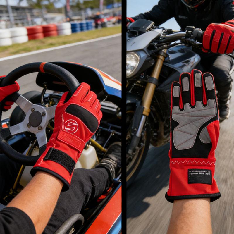 High-Grip SPCO Logo Racing Gloves - Professional Drifting Car Motorcycle Kart Driving Sports Hand Gloves for Competition