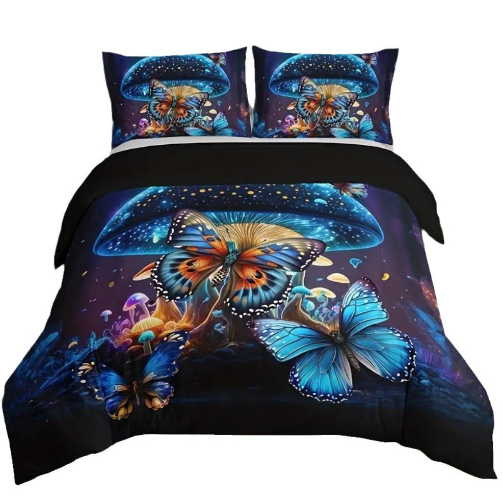 Dreiteilige Bettwäsche Heimtextilien Schmetterlingsdruck Bettbezug Digitaldruck 3D