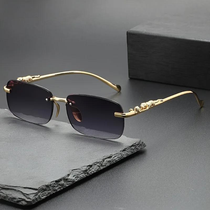 Fashionable square rimless metal glasses suitable for men and women summer decoration suitable for Valentine's Day birthday gift