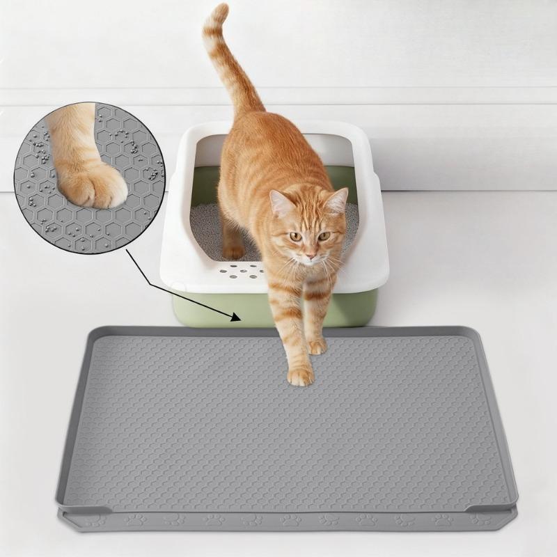 60cm Large Waterproof Silicone Cat Litter Mat Easy Clean Pet Floor Pad Helps Control Litter Scattering Non-Slip Mat for Cats