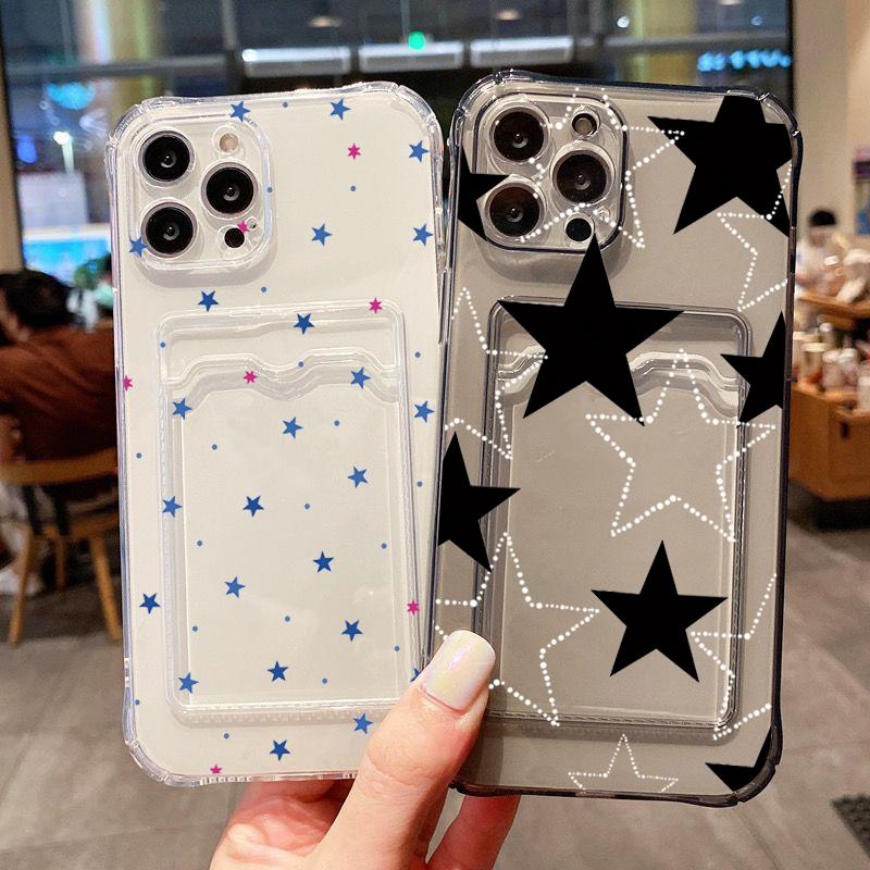 Love Heart Graphic Clear Phone Case For iPhone 11 12 13 14 15 16 Pro Max XS XR X 7 8 Plus Wallet Card Bag Lens Protection Cover