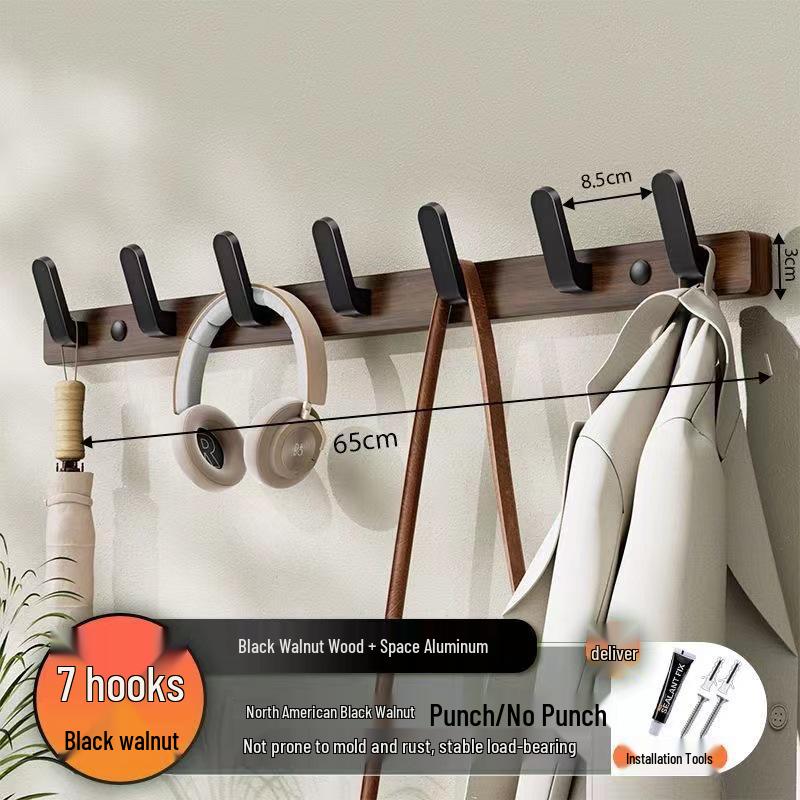 Wandhaken für Mäntel und Hüte aus Nussbaumholz für die Verwendung hinter der Tür