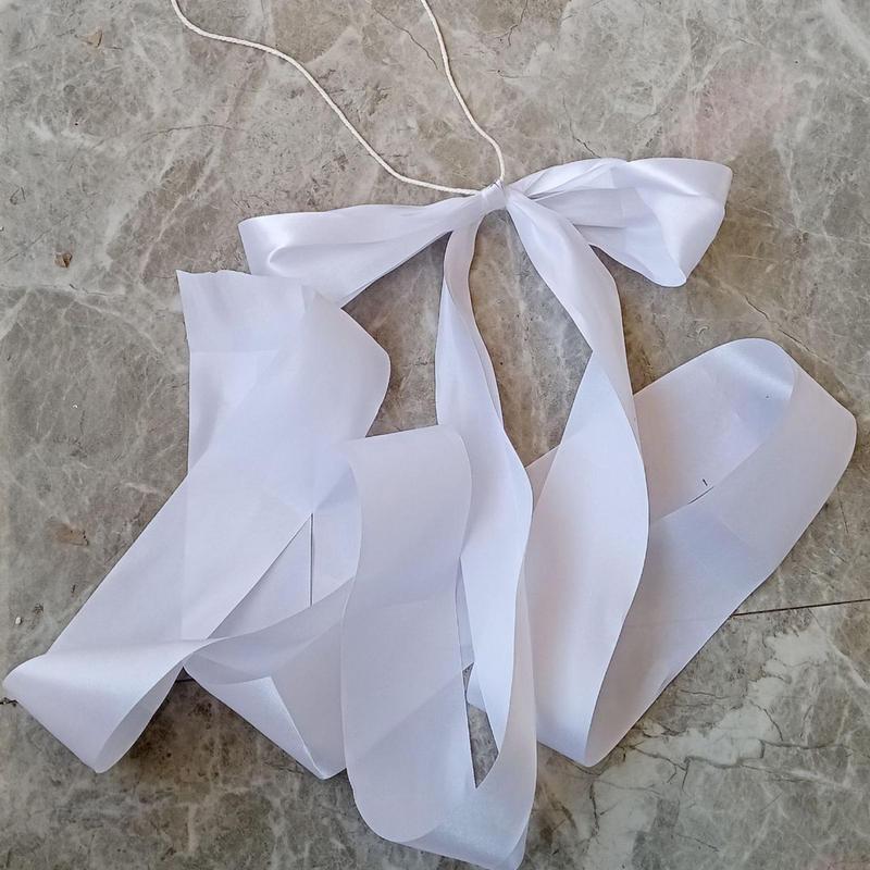 White Wedding Pew Bows 5X Extended Pew Ribbon Church Chair Decor Aisle Decorations for Indoor Outdoor Bench Seat Door Dining