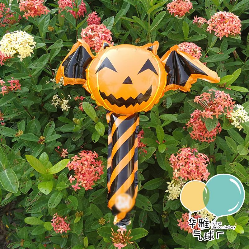 New Halloween Foil Balloon Decoration : Demon, Spider & Pumpkin Inflatable Sticks - Handheld Balloons for Store & Holiday Decor