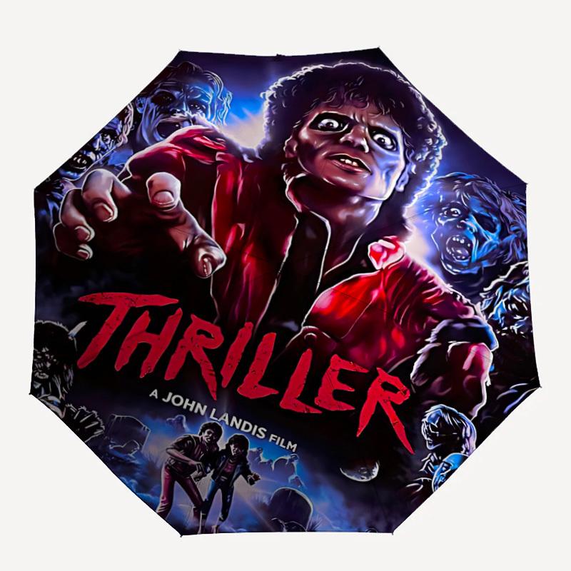 

1pc Thriller Dance Michael Joseph Jackson Automatic Umbrella 8 Rib Portable Folding Black Iron Frame for Outdoor, Beach, Travel, Beach Umbrella 134