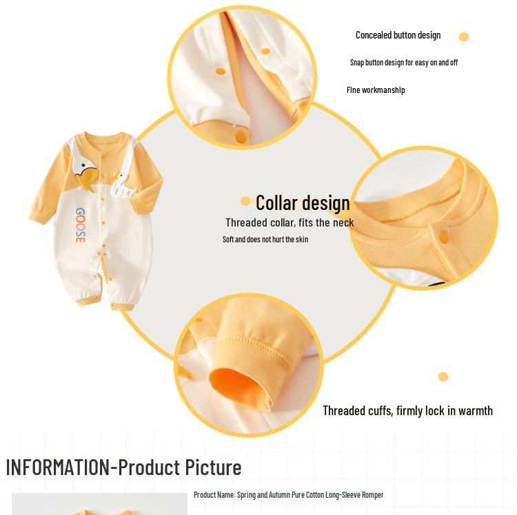 Super Cute Pure Cotton Baby Romper - Spring/Autumn Unisex Crawling & Sleepwear