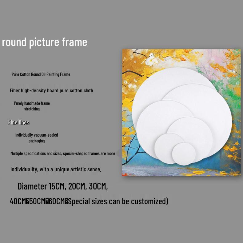Round Wooden Cotton Canvas Oil Painting Frame for Beginners - Oval DIY