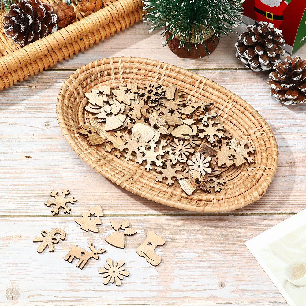 Wood Chip Xmas Tree Hanging Ornament Christmas Party Decorations Snowman Snowflake Gift Decor