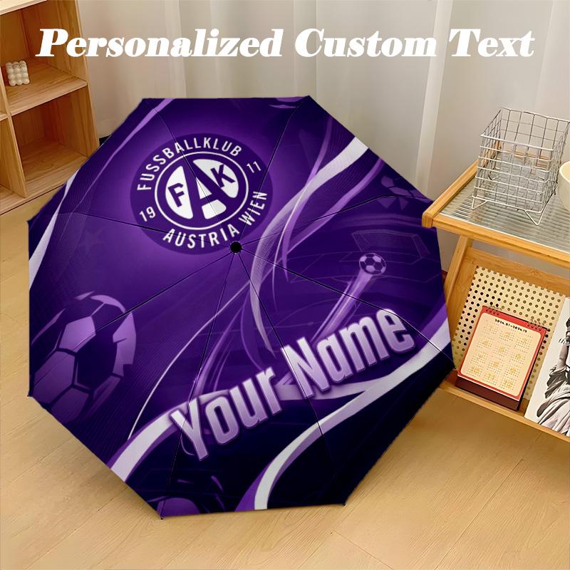 8 Rib Auto Folding Umbrella Austria Wien FC Print Custom Name Text Portable Rain Gear