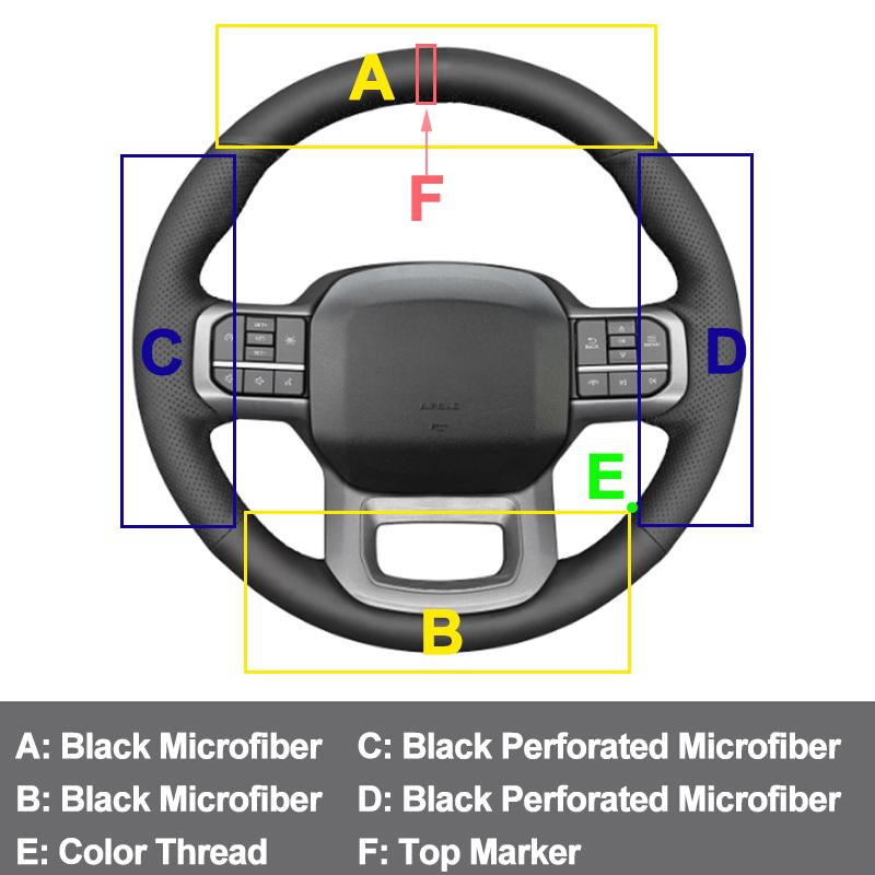 Hand Stitching Car Steering Wheel Cover Wrap for Ford F-150 F150 2026 2026 2026 F150 Lightning 2026 2026