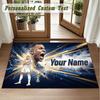 Crystal Velvet Square Rug Custom NameKylian Mbappe Pattern Non Slip Home Floor Decor Rug