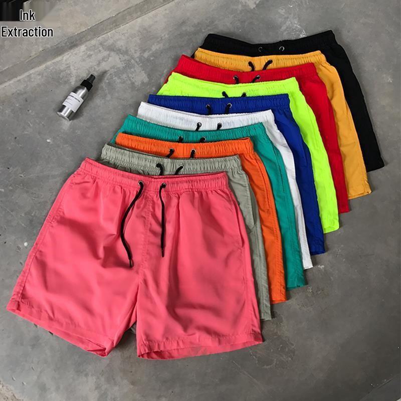 Men's Korean Quick-Dry Casual Beach Shorts - Candy Color, Loose Fit, Trendy 3-Point Design