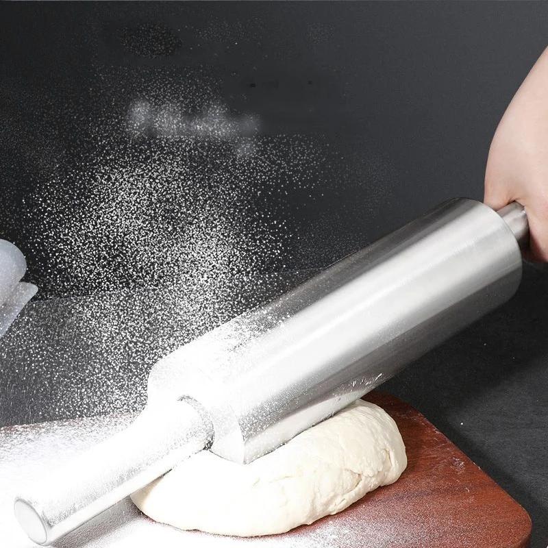 Household stainless steel rolling pin noodle pressing tool dumpling noodle rolling pin kitchen baking seamless roller rollingpin