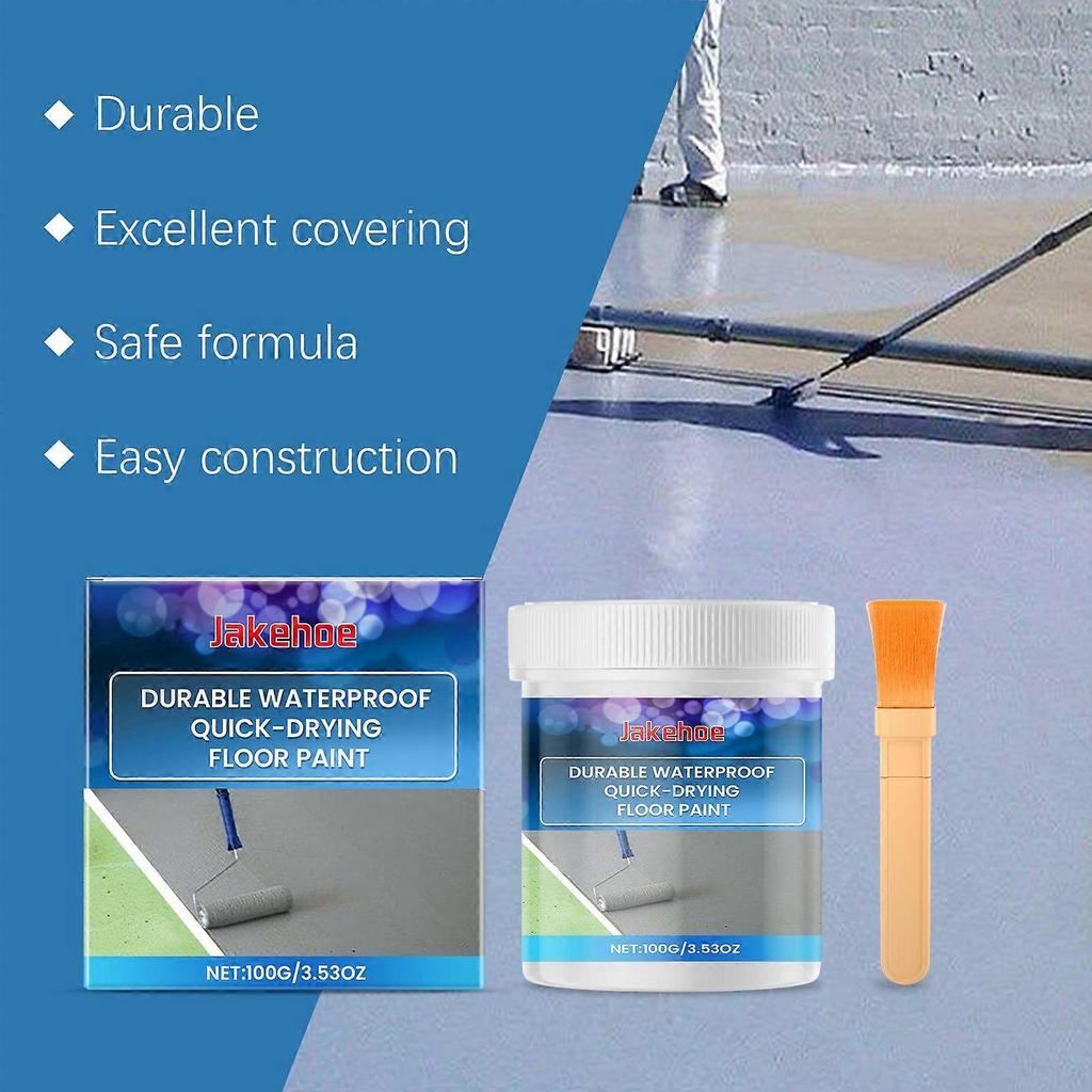 Jakehoe Fast-Drying Floor Paint Indoor And Outdoor Cement Waterproof Quick-Dry Convenient Gray Floor Paint