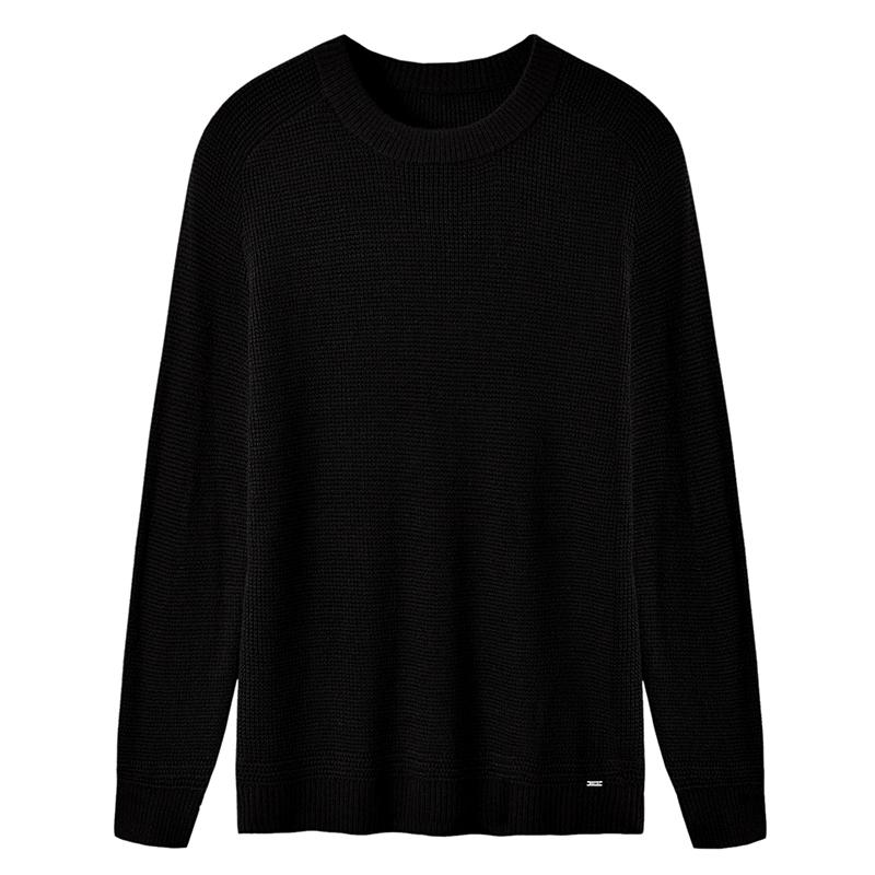 

Мужской легкий свитер с круглым вырезом с круглым вырезом, мягкий пуловер с вафельной строчкой 4XL чёрный