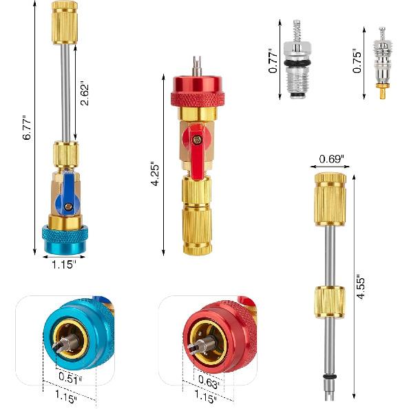 WADEO R134A Valve Core Quick Remover Installer, High Low Pressure Valve Core Remover Tool with Strong Sunction Valve Rod for R134A Refrigerant Air