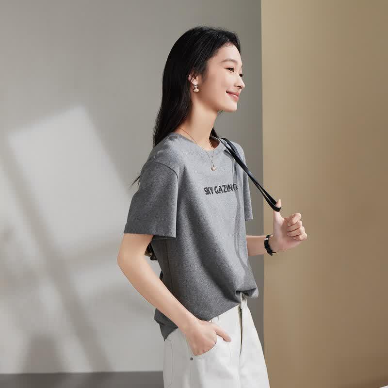 SOFSIL Women s Letter Print Short Sleeve T-Shirt M