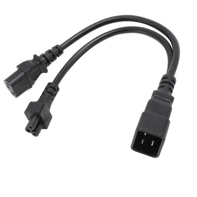 Kabel IEC320 C20 až IEC320 C5 C13 samec - samice 1 v 2 výstupní Y rozbočovací napájecí kabel pro napájení notebooku