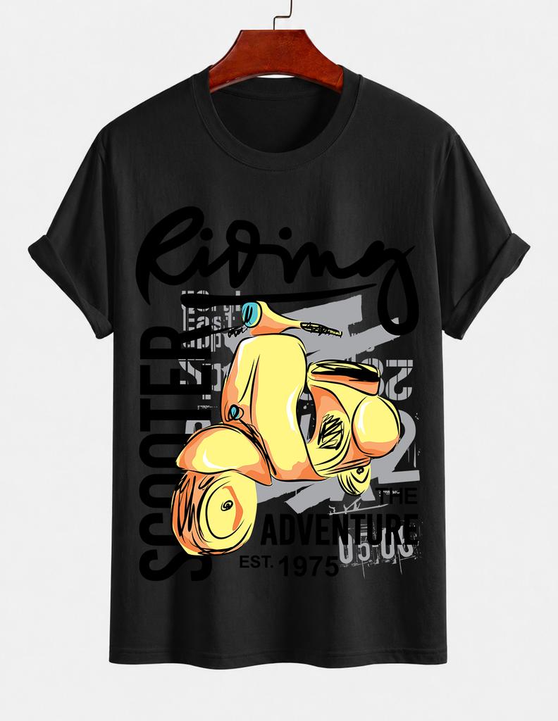 Unisex Reine Baumwolle Einfarbige Roller T-Shirt Lässig Rundhalsausschnitt Kurzarm Reiten Street Style Oberteil