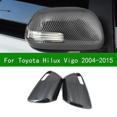 For TOYOTA Hilux Vigo 2004-2015 Car Black Carbon Fibre Rearview Mirror Cover Trim 2005 2006 2007 2008 2009 2011 2012 2013