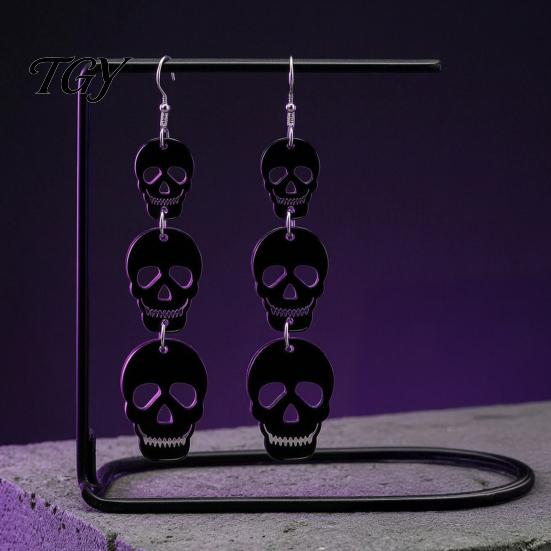Halloween Acrylic Earrings for Women 1 Pair Women, Gothic Dangle Earrings, Decorative Holiday Jewelry Costume Parties Spooky Bat Pumpkin Skeleton Drop