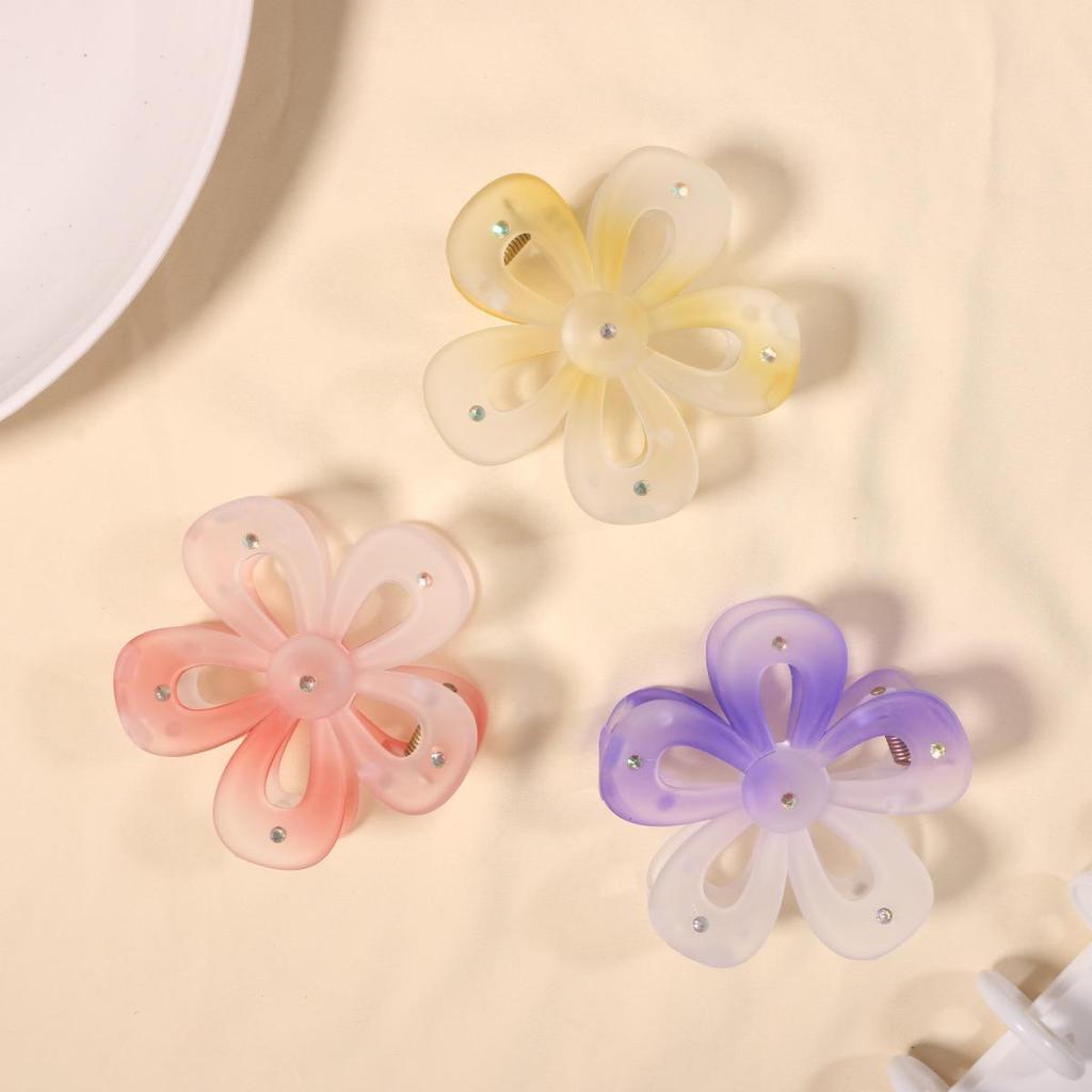 Candy Color Frosted Flower Claw Hair Clip – Five-Petal Design for Women