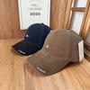Korean Big Head Circumference Visor An Embroidered Soft Top Baseball Cap Men's Retro Trendy Brand Letter Embroidery Cap Women
