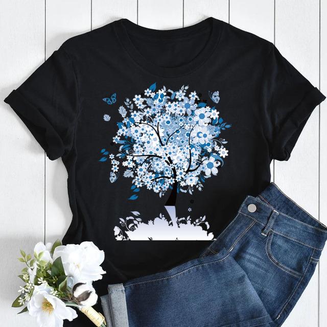 New Butterfly Print T Shirt Women T Shirt Summer Fashion Female Tops Ladies Short Sleeve Graphic Tee Shirts Woman Cute T-Shirts