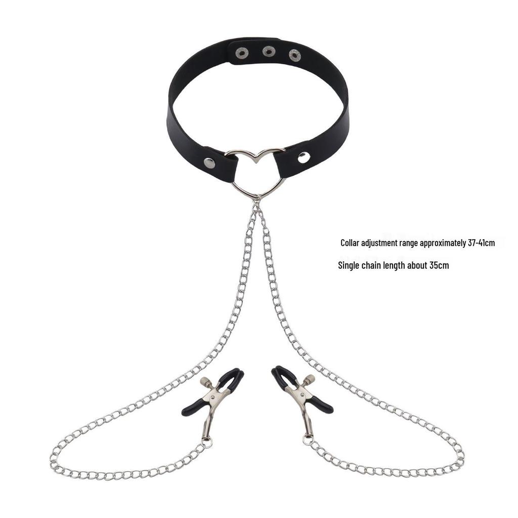 Elegant Choker with Nipple Clamps: Adult Training & Flirting Toy for Couples