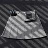 Pleated Skirt with Pockets for Women Summer High Waisted A Line Slimming Versatile Skirt Suit Fabric Casual All Match Versatile Grey Skirt
