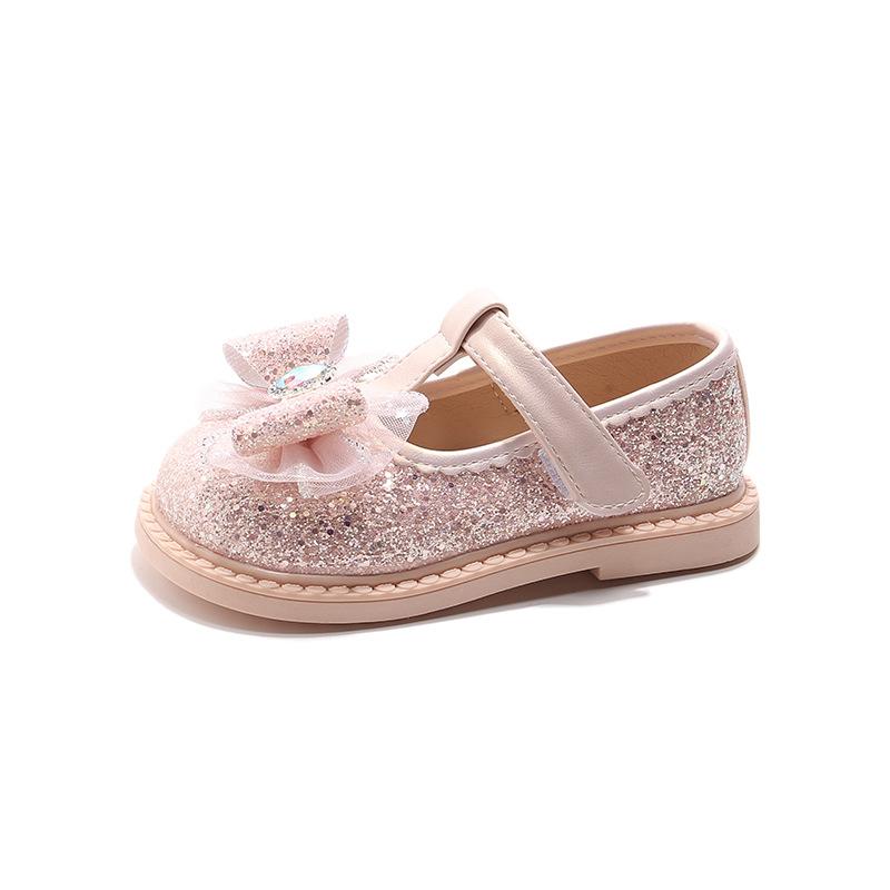 

Spring Girl Shoes New Sequined Simple Kid Shoe Sweet Fashion Temperament Princess Shoe Anti Slip Comfort Soft Soled Leather Shoe 21insole13.5cm розовый