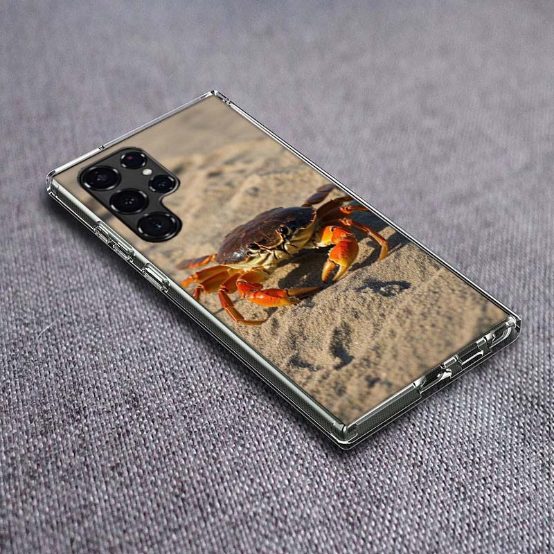 Unique Animal Crab Phone Case For Samsung Galaxy S24 S23 S21 S20 FE S22 S26 Ultra S25 Edge S10 Plus Cover Clear TPU Capa Shell C