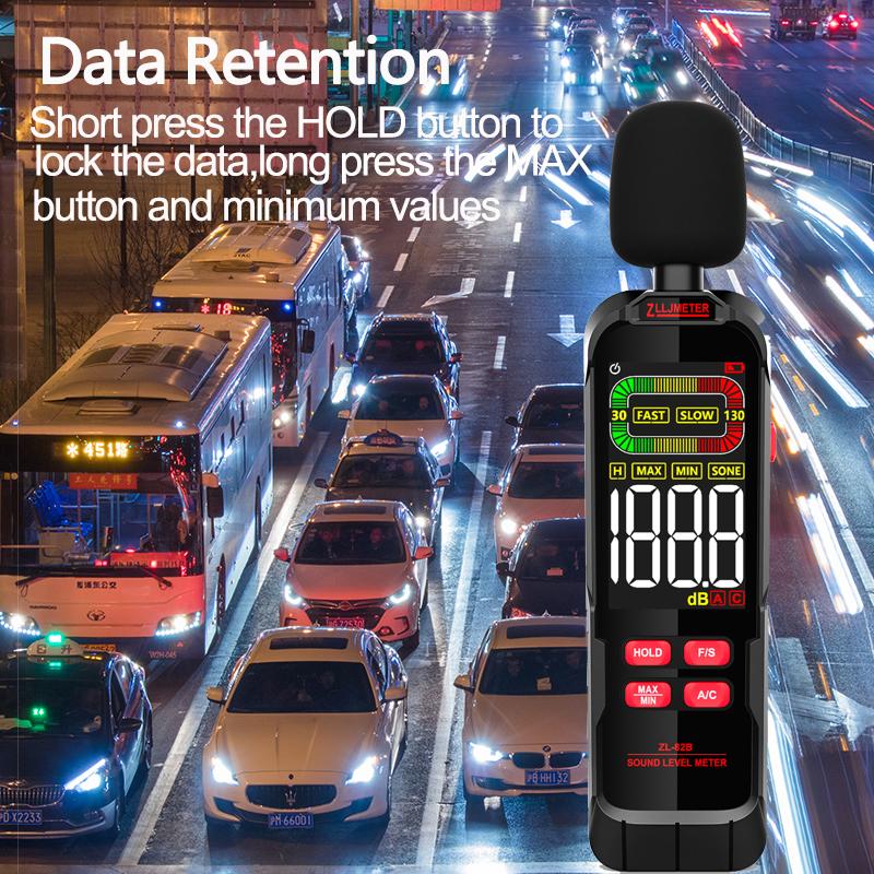 Color Screen Digital Sound Level Meter Audio Level Meter Sound Meter Battery/Charging 30-130dB A/C Weighted Decibel Noise Meter