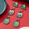 1 Set von 3 Paar Green Day Geschenkanhängern, St. St. Patrick's Day Kleeblatt Holzohrringe