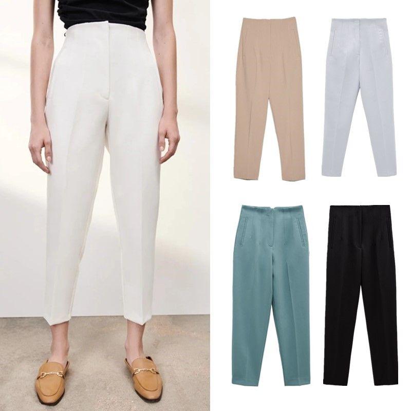 Cigarette Pipe Commute Leisure Candy Color Slim Looking Ankle-Length Pants